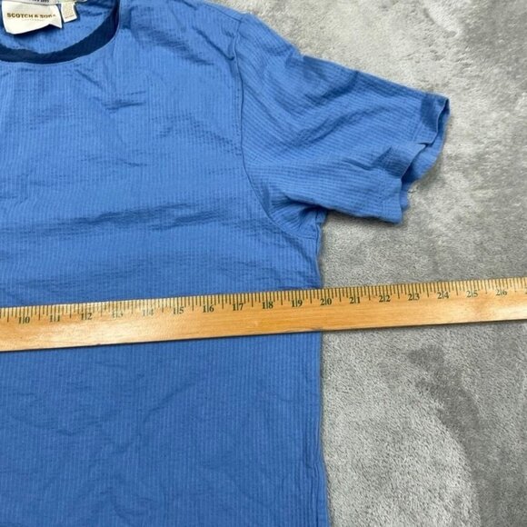 Scotch & Soda Amsterdam Blue Ribbed Cotton Crewneck T-Shirt M 6861 - Picture 8 of 8